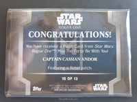 2016 Topps Star Wars Mission Briefing Rogue One Trading Card Patch 10 Captain Cassian Andor Back