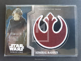 2016 Topps Star Wars Mission Briefing Rogue One Trading Card Patch 4 Admiral Raddus Front