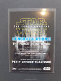 2016 Topps Star Wars The Force Awakens Series 2 Tommy Sangster Autograph Trading Card Back