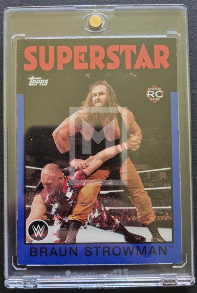 2016 Topps WWE Heritage Wrestling Base Card Blue Parallel 5 Braun Strowman Trading Card Front