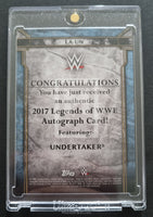 2017 Topps WWE Legends Undertaker LA-UN Autograph Trading Card Back
