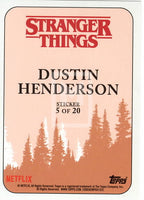 2018 Topps StrangerThings Season 1 Sticker Trading Card 5 of 20 Dustin Henderson Back