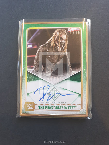2020 Topps WWE Transcendent Autograph Trading Card A-BW Bray Wyatt The Fiend Green Parallel Front