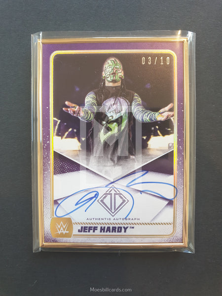 2020 Topps WWE Transcendent Autograph Trading Card A-JH Jeff Hardy Purple Parallel Front