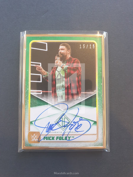 2020 Topps WWE Transcendent Autograph Trading Card A-MF Mick Foley Green Parallel Front