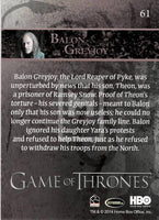 2014 Game of Thrones Season 3 Foil Parallel Trading Card 61 Back