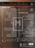 2014 Game of Thrones Season 3 Foil Parallel Trading Card 96 Back