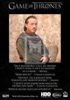 2014 Game of Thrones Season 3 The Quotable Insert Trading Card Q29 Back