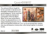2014 Game of Thrones Season 3 Insert Relationships Gold Parallel Trading Card DL12 Back Bronn & Tyrion Lannister