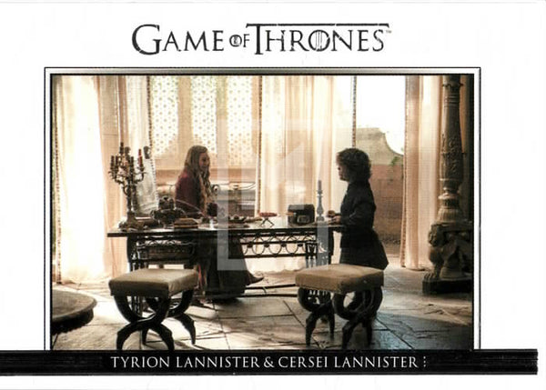 2014 Game of Thrones Season 3 Insert Relationships Trading Card DL1 Front Cersei Lannister & Tyrion Lannister