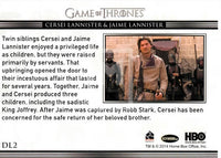 2014 Game of Thrones Season 3 Insert Relationships Trading Card DL2 Back Cersei Lannister & Jaime Lannister