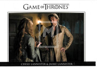 2014 Game of Thrones Season 3 Insert Relationships Trading Card DL2 Front Cersei Lannister & Jaime Lannister