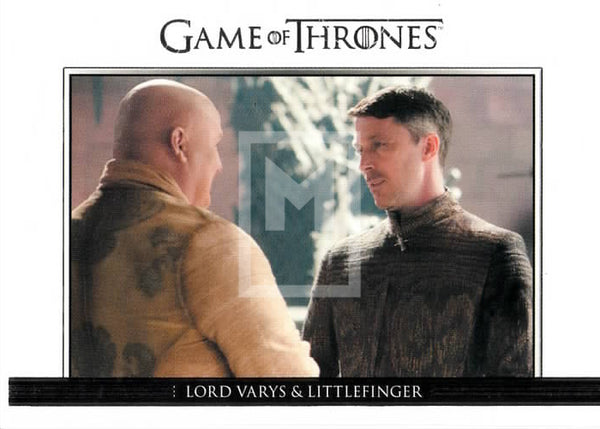 2014 Game of Thrones Season 3 Insert Relationships Trading Card DL3 Front Lord Varys & Littlefinger