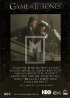 2015 Game of Thrones Season 4 The Quotable Insert Trading Card Q35 Back