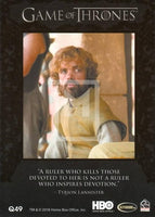 2016 Game of Thrones Season 5 Insert The Quotable Trading Card Q49 Back