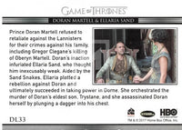 2016 Game of Thrones Season 6 Relationships Insert Trading Card DL33 Back Doran Martell & Ellaria Sand
