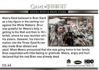 2017 Game of Thrones Season 7 Relationships Insert Trading Card DL48 Back Meera Reed & Bran Stark