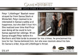 2017 Game of Thrones Season 7 Relationships Insert Trading Card DL49 Back Sansa Stark & Littlefinger