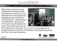Game of Thrones Season 8 Relationships Trading Card DL67 Back Jamie Lannister & Tyrion Lannister Rittenhouse Archives Moesbill Cards 