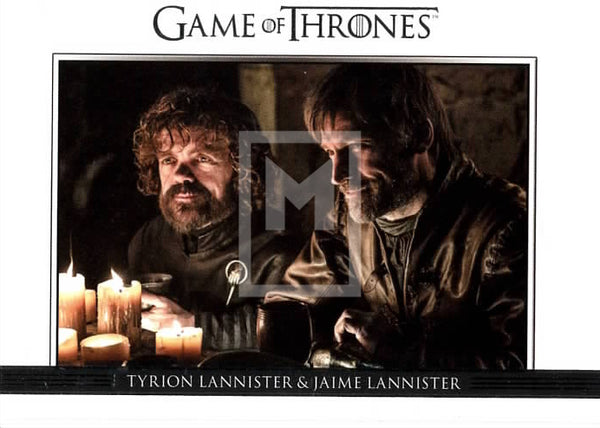 Game of Thrones Season 8 Relationships Trading Card DL67 Front Jamie Lannister & Tyrion Lannister Rittenhouse Archives Moesbill Cards 