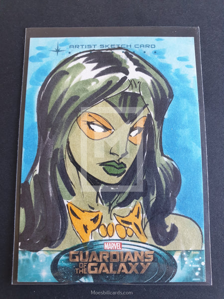 Marvel Guardians of the Galaxy Gamora Sketch Trading Card Front