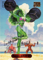 Marvel Masterpieces 94 Gold Foil Signature Series Trading Card She Hulk 108 Front