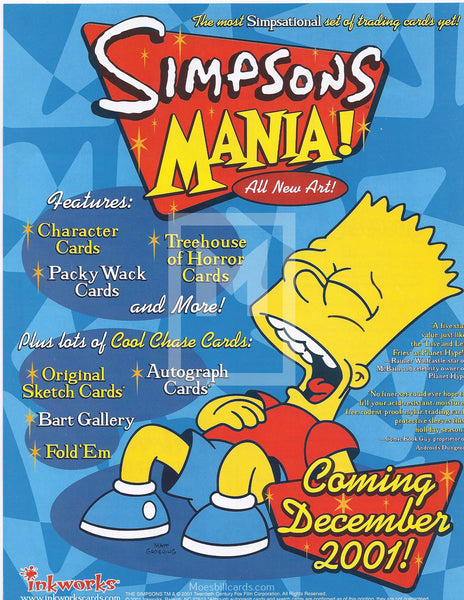 Simpsons Mania Inkworks Promo Sell Sheet Trading Card Front
