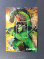 Spiderman Premiere 95 Ultra Golden Web Trading Card 6 Scorpion Front