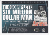 The Complete Six Million Dollar Man Promo P1 Trading Card Back