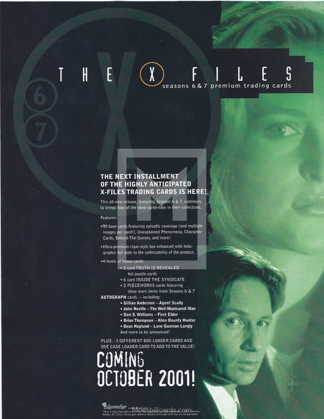The X-Files Season 6 & 7 Promo Sell Sheet Trading Card Front