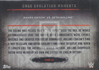 WWE Undisputed 2015 Cage Evolution Moments Purple Parallel CEM-19 Randy Orton Seth Rollins trading card Back