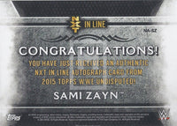 WWE Undisputed 2015 Sami Zayn UA-SZ Autograph Trading Card Back