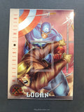X-Men Fleer Ultra All Chromium Trading Card Logan Miscut 80 Front
